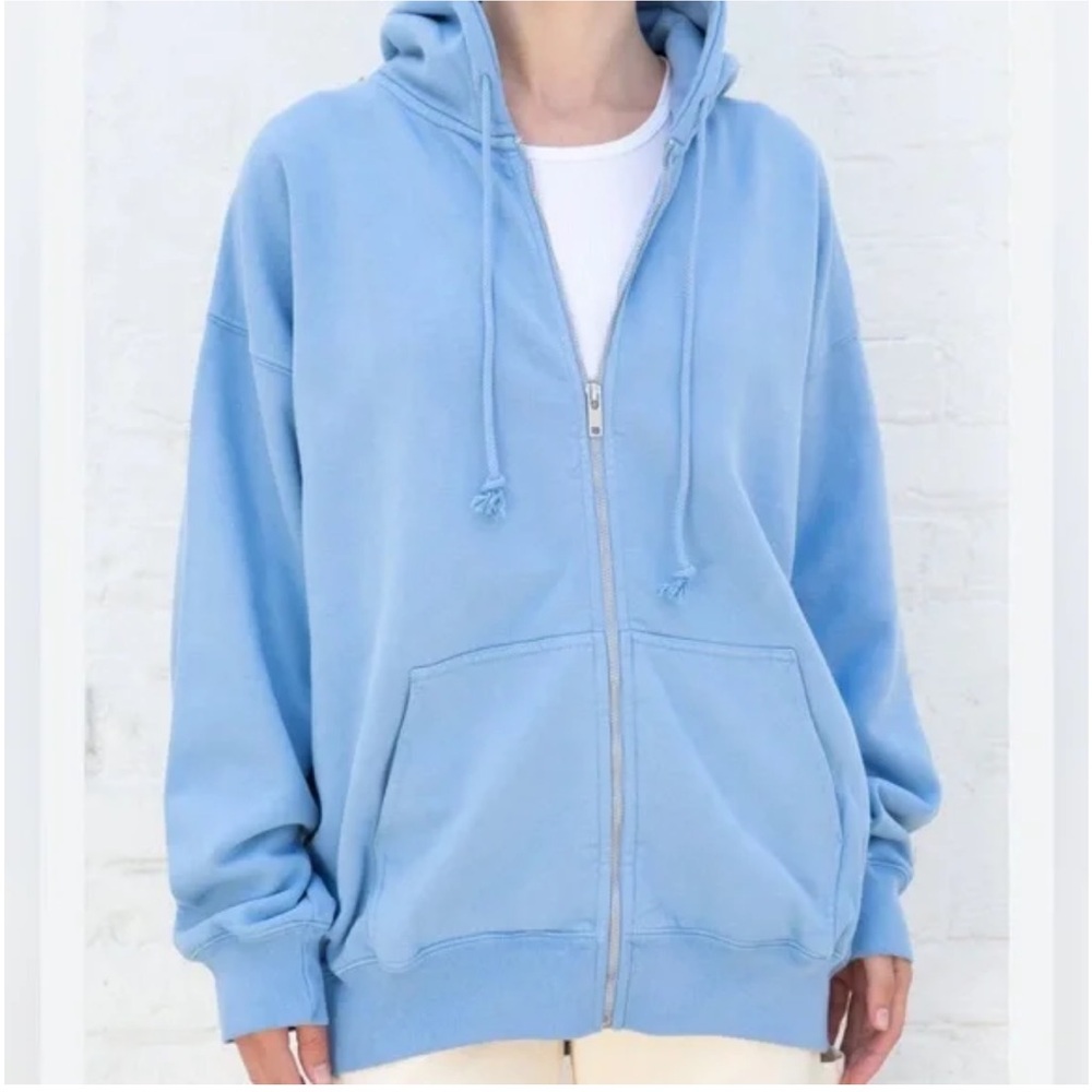 Brandy Melville light blue oversized zip up hoodie